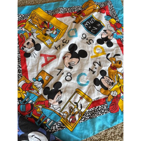 Vintage Disney Mickey Mouse USA Made 22x21” Bandana Set of 4 - Picture 7 of 7